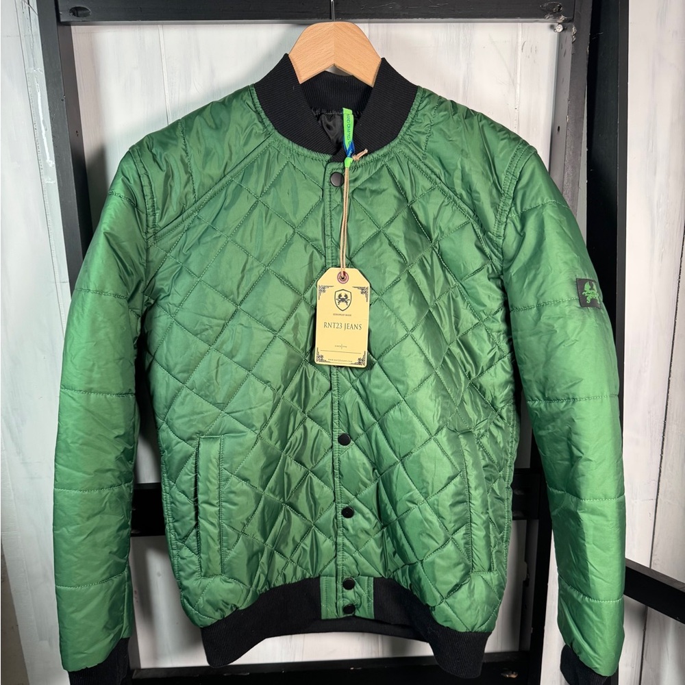 RNT23 Jeans Forest Green Quilted Puffer Jacket